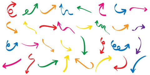 Hand drawn arrow set vector illustration