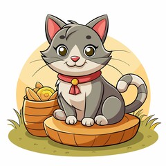 playful cat sitting on wood