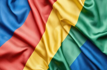 Obraz premium Colorful Textile Drapes in Red, Yellow, Green and Blue Tones