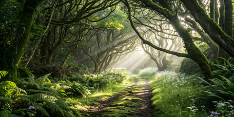 Naklejka premium morning in the woods