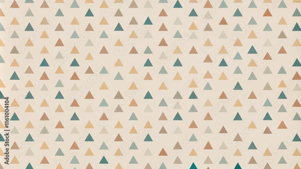 Fototapete abstract geometric pattern with triangles in a soft beige, brown, and teal color scheme