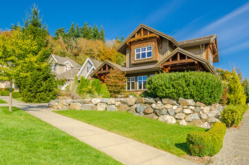 Two story luxury house with beautiful summer  landscape in Vancouver, Canada, North America. Day...
