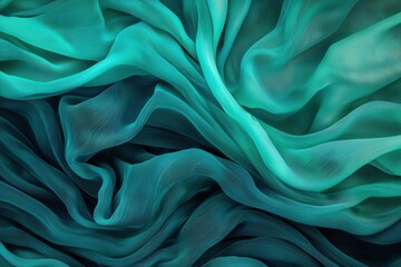 Fototapeta premium Elegant Teal Chiffon Fabric Texture with Soft Flowing Layers
