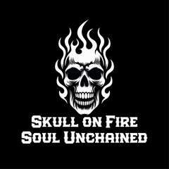 Fire, chain and skull artwork. Heavy metal music poster design. Skull with heard rock t shirt design. Rock and roll print design. Metal music is in my soul. born to be rock stars.