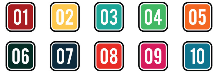 Bullet points numbers. Colorful bullet point number. Number bullet point set with text template. Abstract number bullet point vector set. 