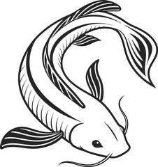 Eel fish vector design and using black color line art illustration on a white background.