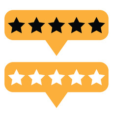 Five star rating icon, customer review, customers rate the product with five stars