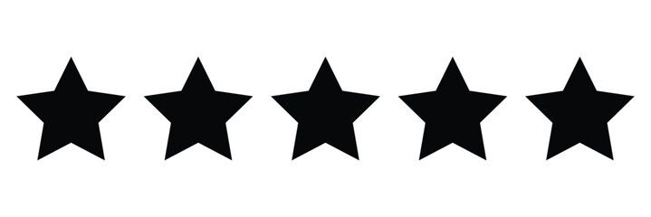 Five star rating icon, customer review, customers rate the product with five stars