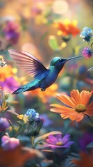 hummingbird and flower