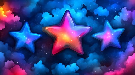 Obraz premium Three Dimensional Stars Shine Brightly In A Cosmic Nebula