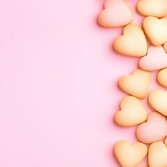 Obraz premium Pink Background with Heart Cookies Illustration