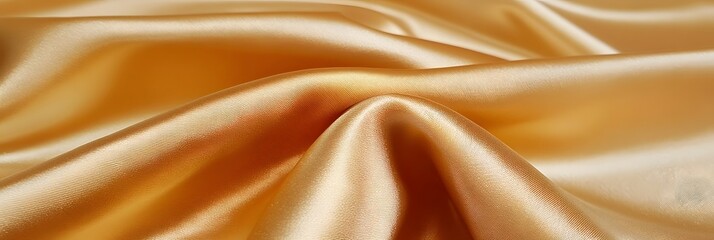 Obraz premium Golden Fabric Drapes Beautifully, Luxurious Texture Shown Close Up, Elegant and Smooth Surface, Shimmering Sheen, Rich Color, Soft and Flowing, Textured Detail, Upscale Look, Fashion Design Element