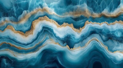 Fototapeta premium Abstract Blue And Gold Swirling Marble Design