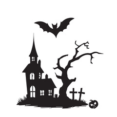 halloween bat and bats black and white vector illustration design background