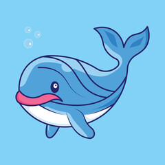 Adorable Blue Whale Cartoon Illustration