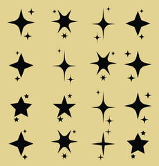 Sparkles and starbursts symbols vector illustration isolated on white background.
