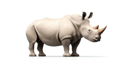 Obraz premium A 3D-rendered rhinoceros model on a white background.