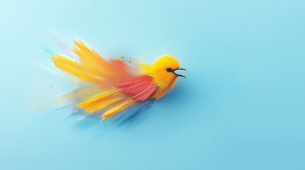 Obraz premium Vibrant abstract bird soaring through colorful skies celebrating freedom and environmental awareness