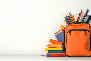 Fototapeta premium Backpack with School Supplies Illustration
