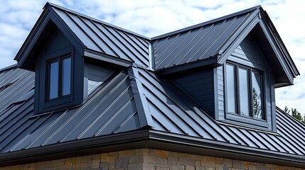 Elegant Dark Metal Roof with Dormer Windows