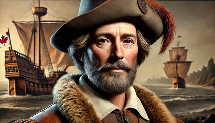 personnage d'explorateur de la renaissance, inspir&eacute; de Jacques Cartier