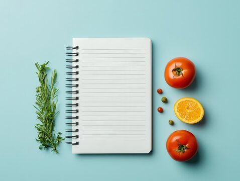 A bright and tidy meal planner journal, focusing on clean aesthetics and simplicity