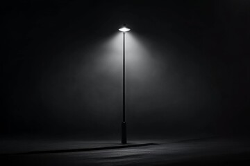 Isolated street lamp in black and white emphasizing solitude and illumination