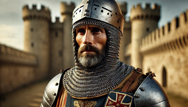 Portrait de chevalier du moyen &acirc;ge en Europe