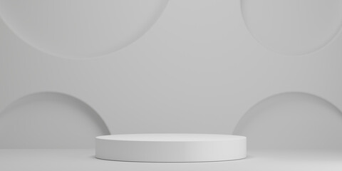 white stage podium decoration suitable for products.3D rendering