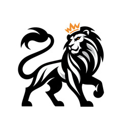 lion head logo black and white luxury