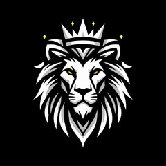 Obraz premium lion head logo black and white luxury
