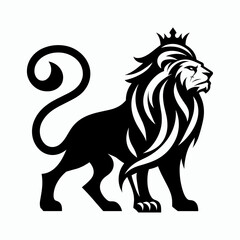lion head logo black and white luxury
