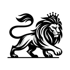 lion head logo black and white luxury