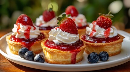 Gourmet Holiday Cupcakes with Festive Decorations and Berries