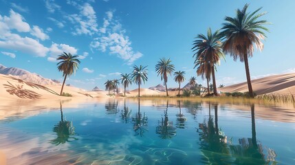 Fototapeta premium A desert is a vast, arid expanse characterized by its extreme temperatures, sparse vegetation, and barren landscapes. It is a realm of endless horizons where golden dunes ripple like waves under the s