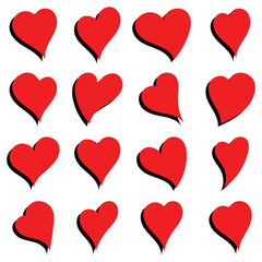 Heart icon. Different simple vector hearts and love. Heart doodles set. Hand drawn hearts collection. 