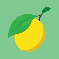Fresh Lemon with Green Leaves Illustration Design