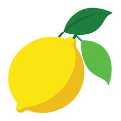 Fresh Lemon with Green Leaves Illustration Design