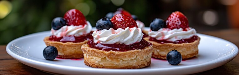 Gourmet Holiday Cupcakes with Festive Decorations and Berries