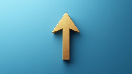 Golden upward arrow on blue background symbolizing growth