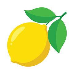 Fresh Lemon with Green Leaves Illustration Design