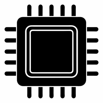black cpu chip icon clip art preview