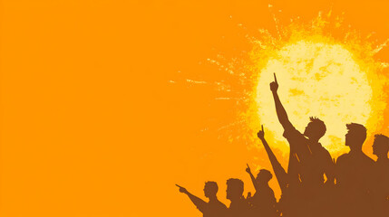 Silhouette Crowd Celebration Illustration