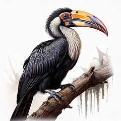 Obraz premium giant hornbill perching on a branch