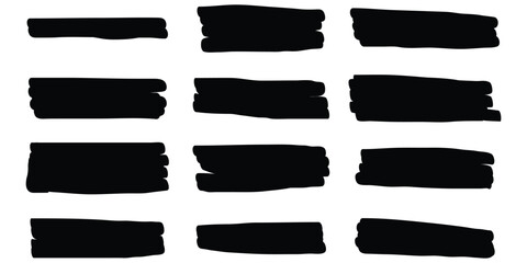 Black paintbrush strokes isolated on a white background.