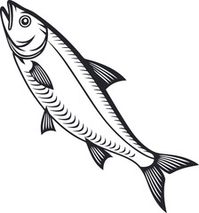 Herring fish vector design and using black color line art illustration on a white background.