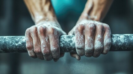 Strong hands gripping bar, showcasing determination and focus in