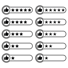 Five stars quality rating icon set. Customer feedback concept. Rating stars feedback icon set vector illustration on white background. EPS 10