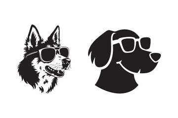Cool Dog Faces in Sunglasses Vector Illustration