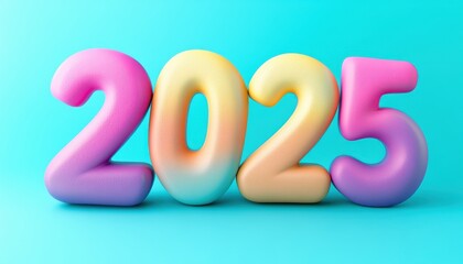 Colorful three dimensional number two thousand twenty five